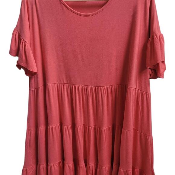 Beeson River Tops - Beeson River Plus SZ Women's Coral Ruffle Sleeve Top
